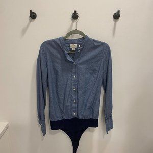 J.Crew Denim Long Sleeve Blouse Bodysuit Size 6